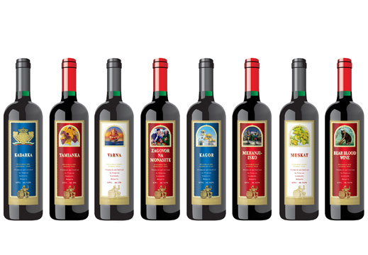 Серия этикеток болгарских вин.