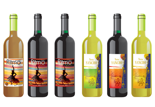 Серия этикеток испанских вин.