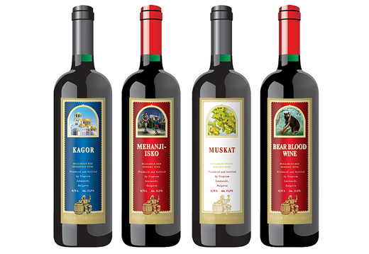 Серия этикеток болгарских вин.